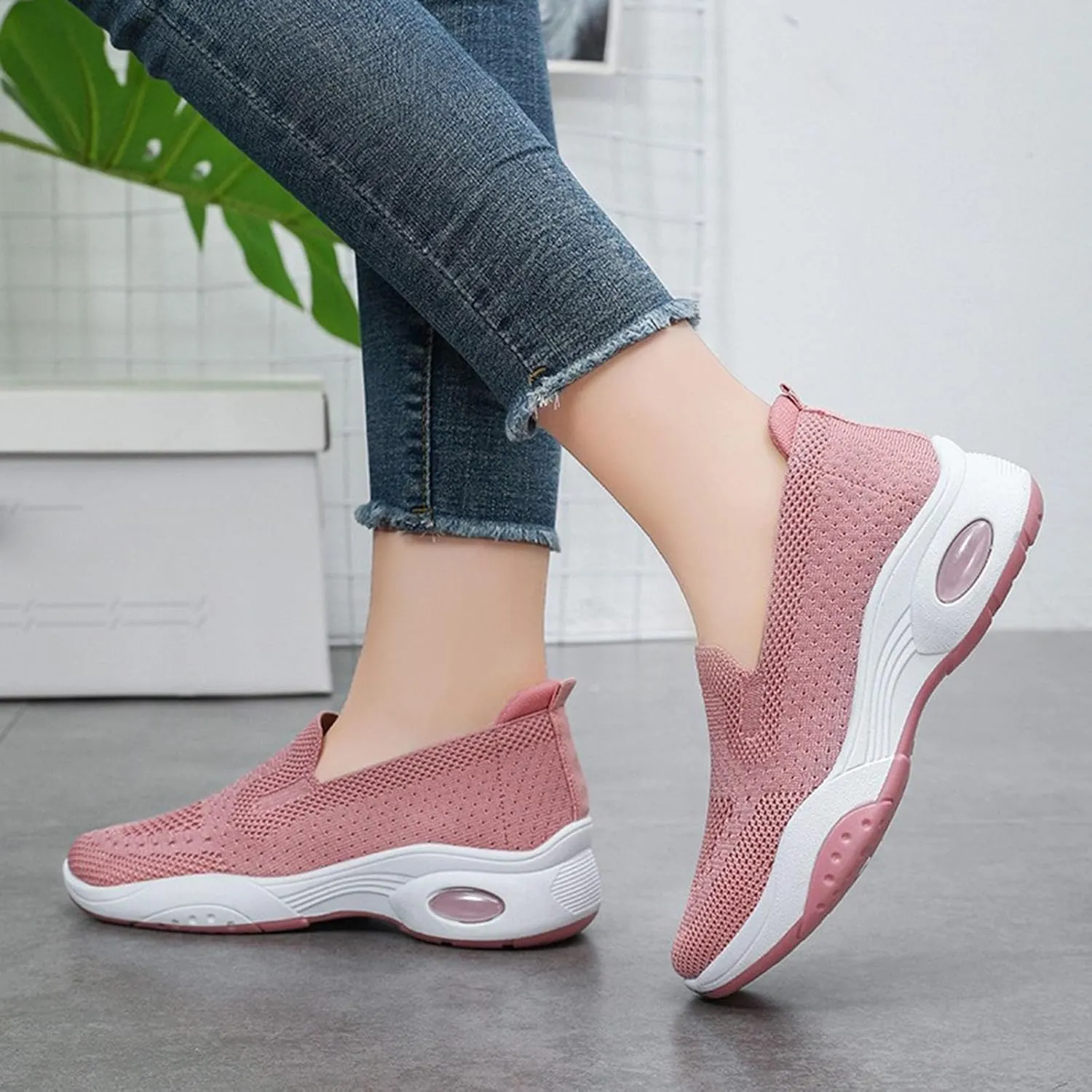 Slip On Sneakers Women Running Shoes Lightweight Tennis Shoes Non Slip Workout Shoes Breathable Walking Womens Sneakers