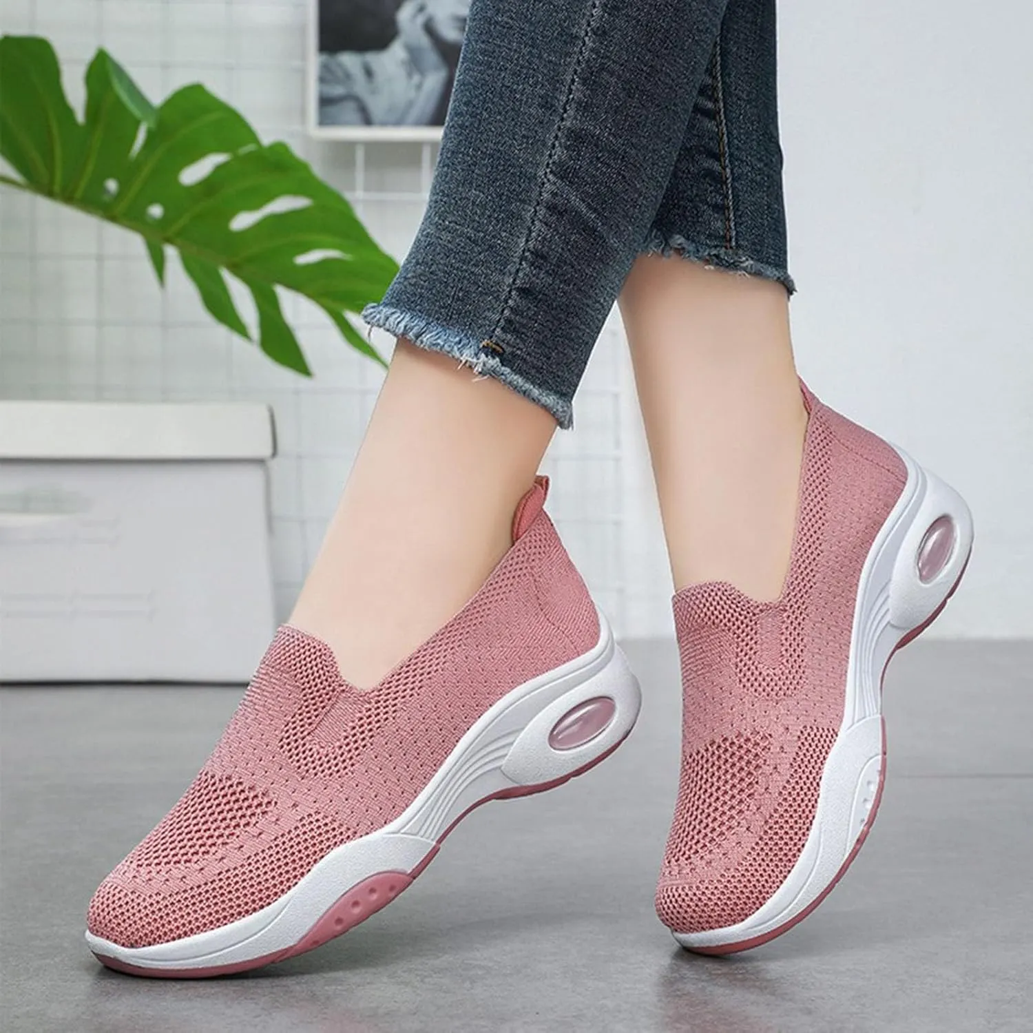 Slip On Sneakers Women Running Shoes Lightweight Tennis Shoes Non Slip Workout Shoes Breathable Walking Womens Sneakers