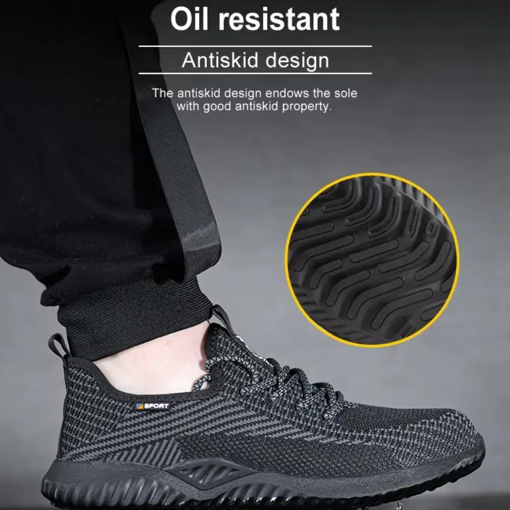Steel Toe Safety Shoes, 200J Impact Protection, Slip-Resistant Outsole, Breathable, Durable Materials