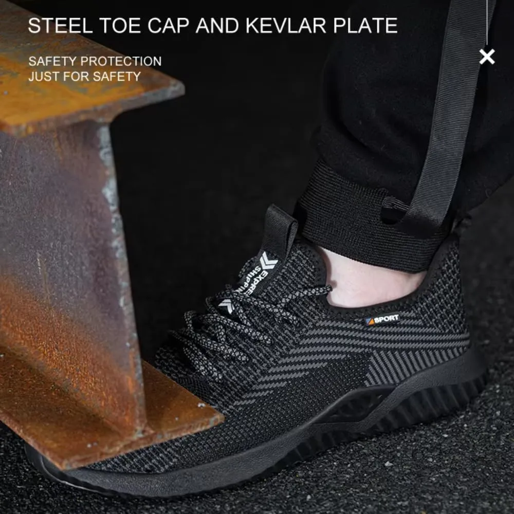 Steel Toe Safety Shoes, 200J Impact Protection, Slip-Resistant Outsole, Breathable, Durable Materials