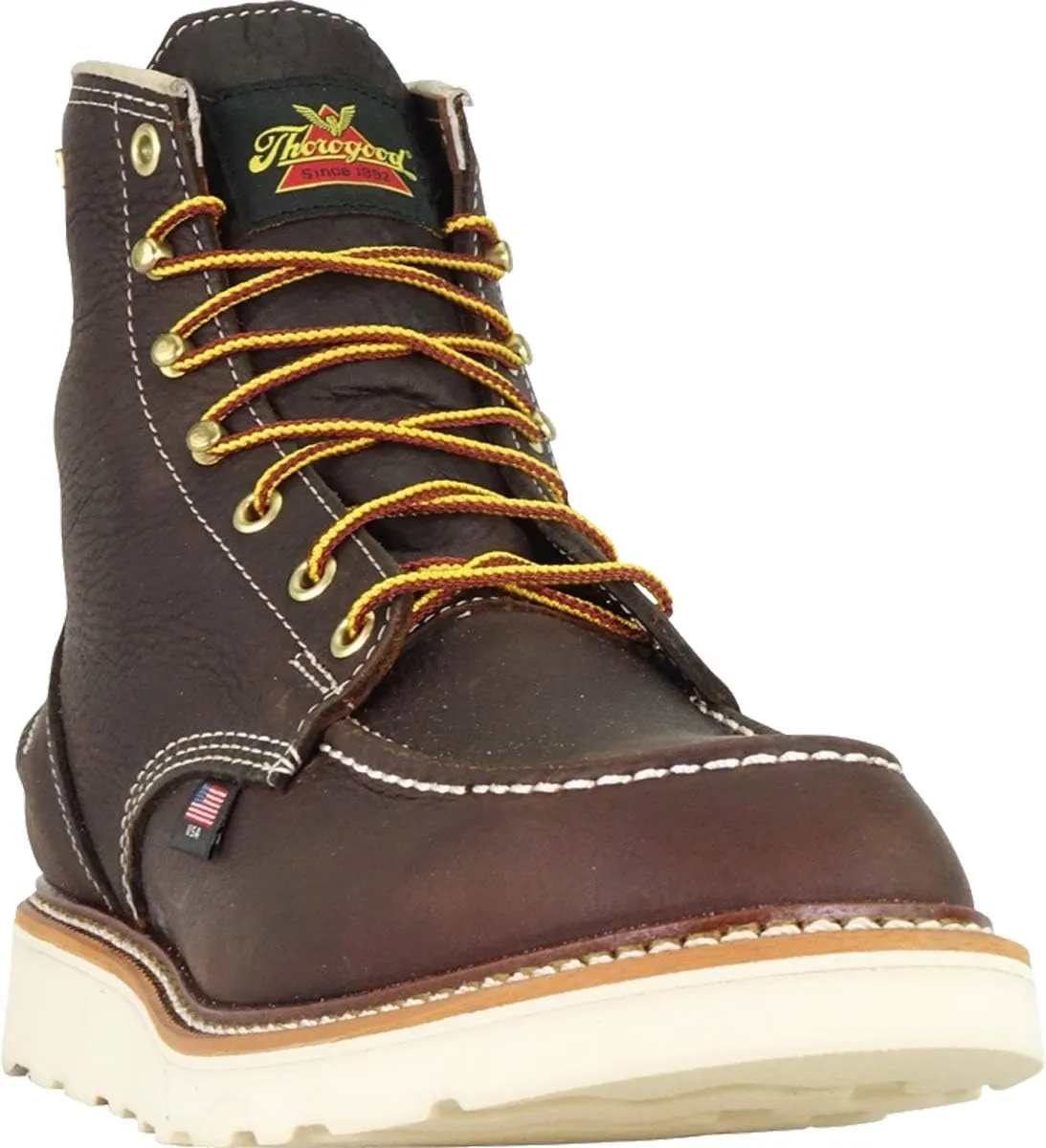 Thorogood 1957 Series 6 Waterproof Moc Toe Work Boots for Men - Soft Toe, Full-Grain Leather with Slip-Resistant Wedge Outsole and Shock-Absorbing Footbed