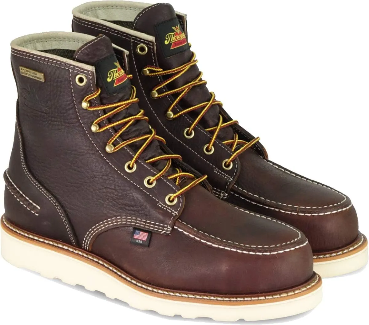 Thorogood 1957 Series 6 Waterproof Moc Toe Work Boots for Men - Soft Toe, Full-Grain Leather with Slip-Resistant Wedge Outsole and Shock-Absorbing Footbed