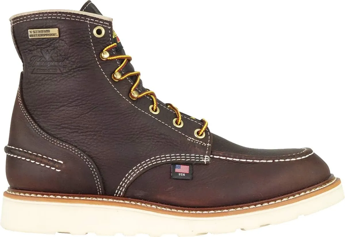Thorogood 1957 Series 6 Waterproof Moc Toe Work Boots for Men - Soft Toe, Full-Grain Leather with Slip-Resistant Wedge Outsole and Shock-Absorbing Footbed