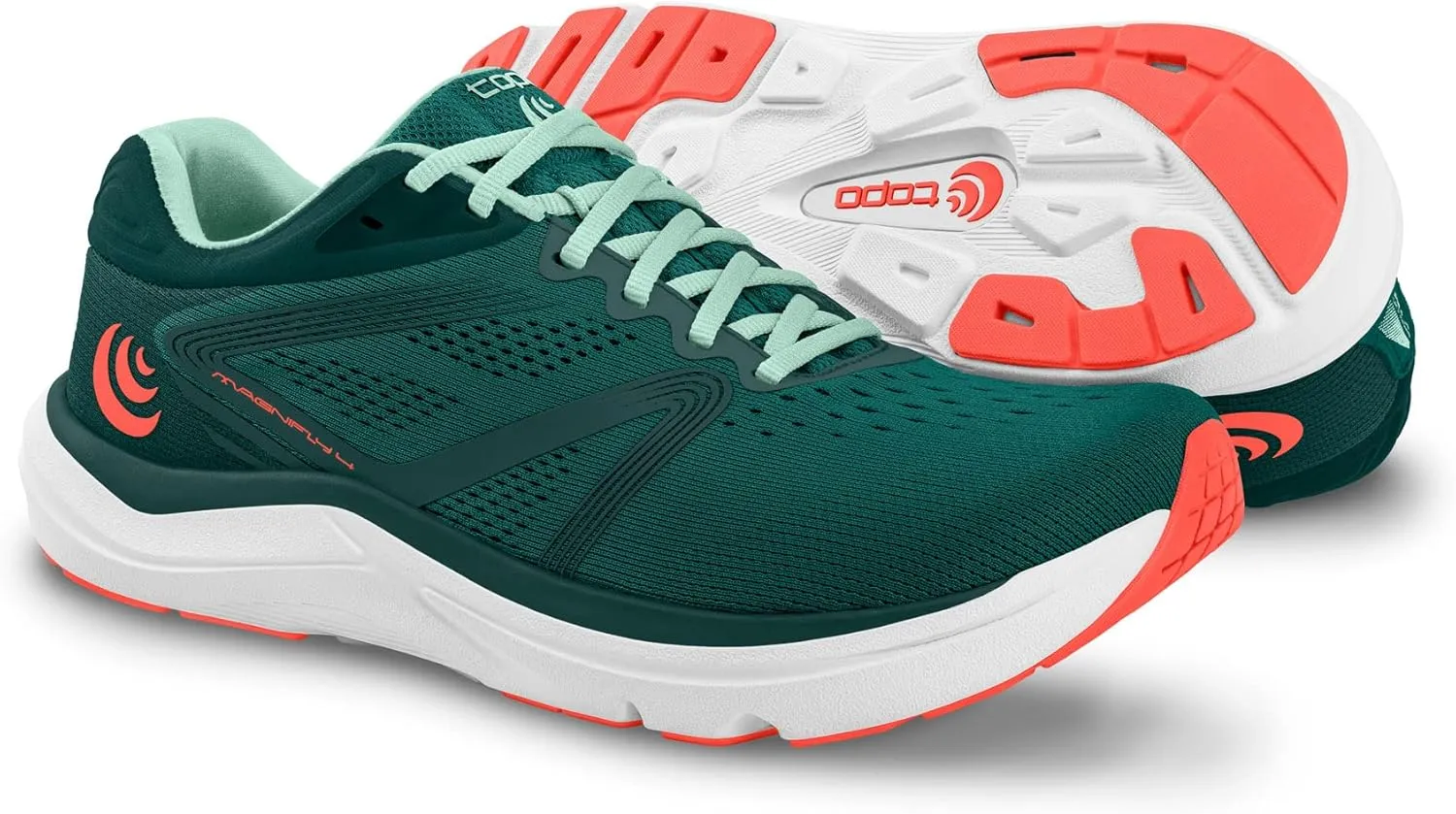 Topo Athletic Women's Magnifly 4 Comfortable Cushioned Durable 0MM Drop Road Running Shoes, Athletic Shoes for Road Running