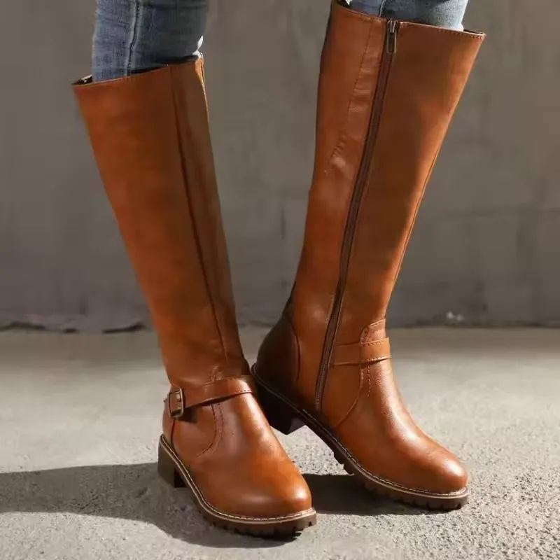 Women Leather Knee High Boots
