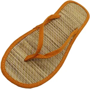 Women's Bamboo-Flip-Flop Summer Beach Sandals Straw Open-Toe Casual Slip on House Slippers