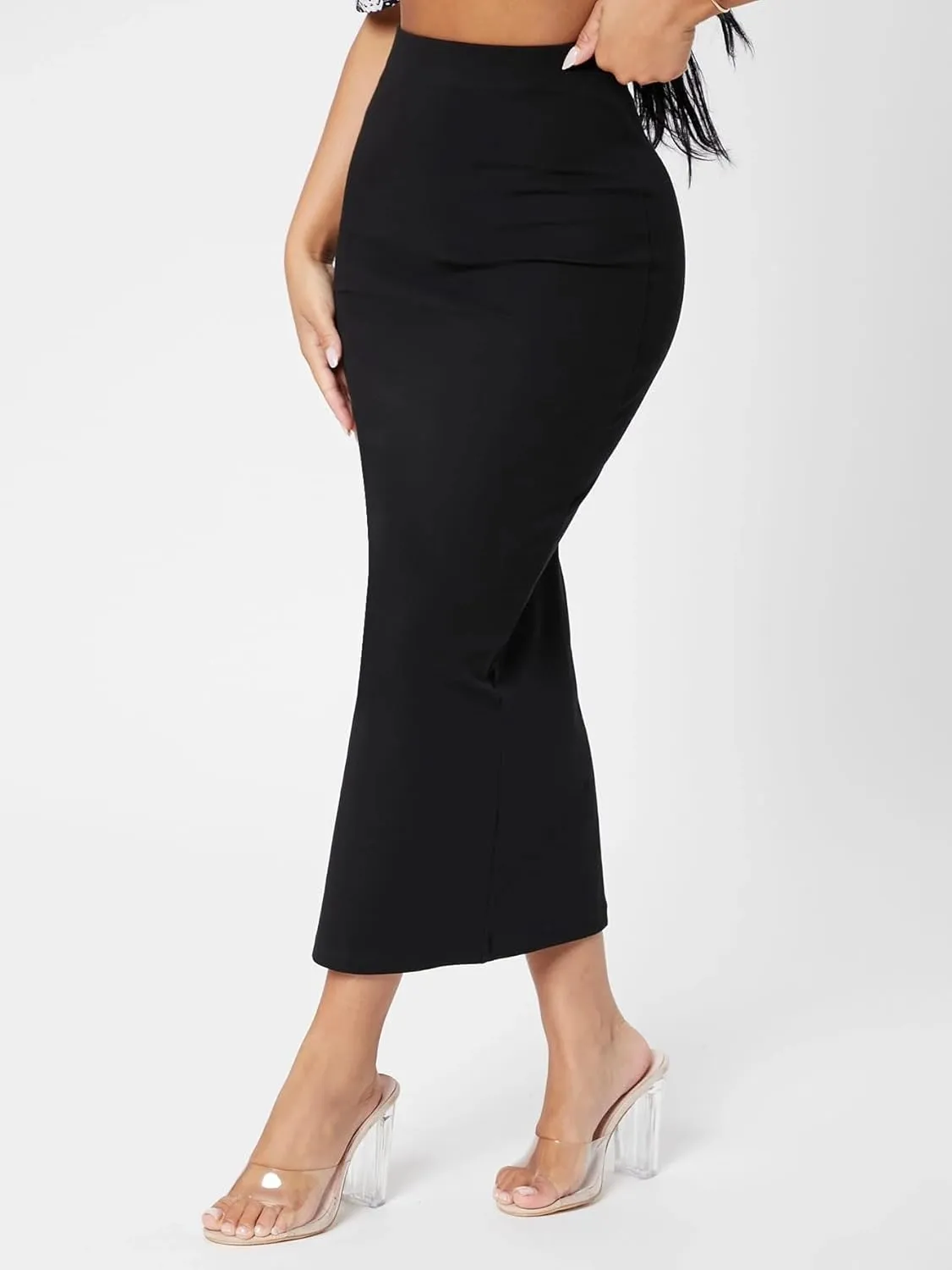Womens Elastic Waist Long Elegant Office Pencil Skirts for Women