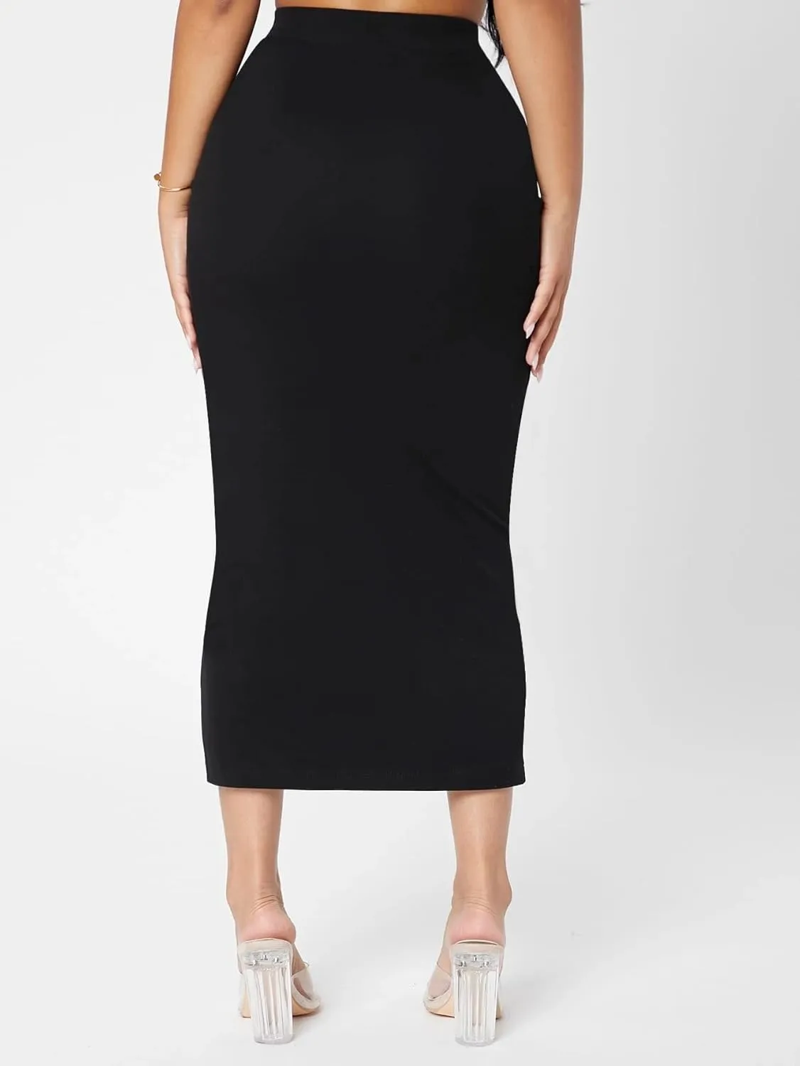 Womens Elastic Waist Long Elegant Office Pencil Skirts for Women