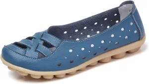 Womens Flat Sandals 2025 Summer Orthopedic Sandals Comfort Walking Office Flat Loafer Hollow Out Slip On Breathable Shoes Casual Leather Fashion Flats for Women