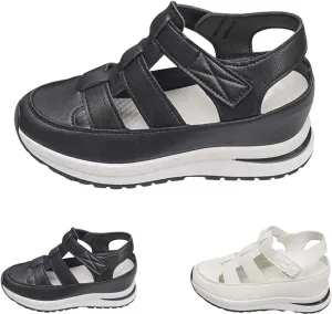 Women's Hollow Out Breathable Platform Wedge Sandals Sneakers, Stylish Closed Toe Sandal Elastic Elastic Band Sandals