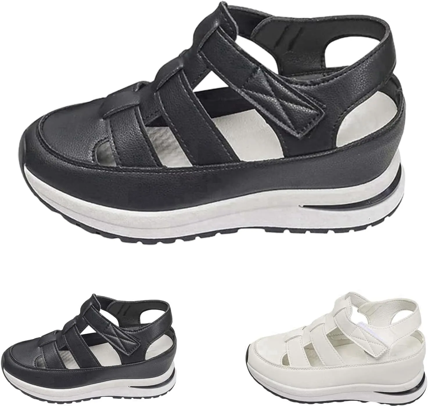 Women's Hollow Out Breathable Platform Wedge Sandals Sneakers, Stylish Closed Toe Sandal Elastic Elastic Band Sandals
