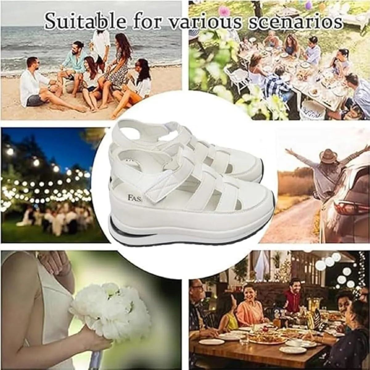 Women's Hollow Out Breathable Platform Wedge Sandals Sneakers, Womens Stylish Closed Toe Roman Sandal Adjustable Strap