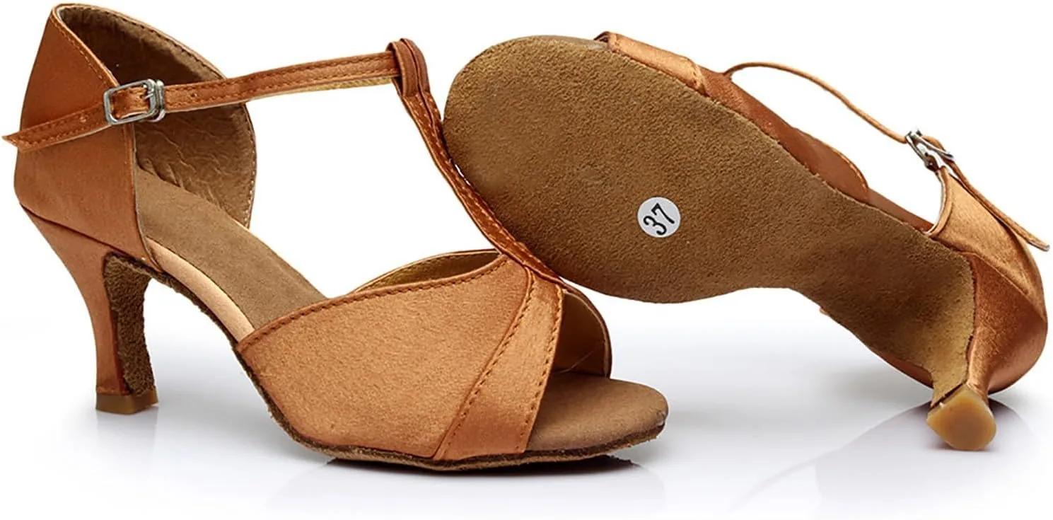 Women's Latin Dance Shoes Ballroom Performance Practice Dancing Shoes High Heels Platform Sandals for Women