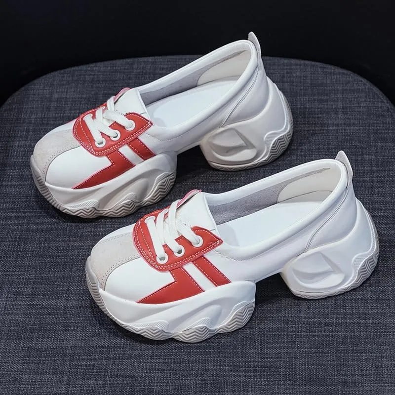Women's Orthopedic Sneakers Stylish Fashion Lace Up Height Increasing Chunky Platform Dad Shoes for Walking