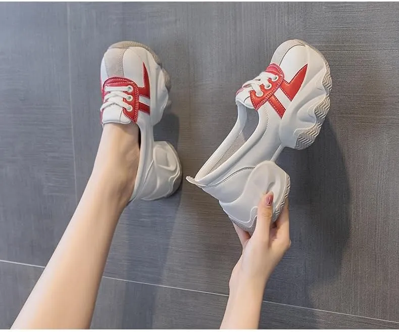 Women's Orthopedic Sneakers Stylish Fashion Lace Up Height Increasing Chunky Platform Dad Shoes for Walking