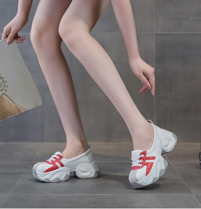 Women's Orthopedic Sneakers Stylish Fashion Lace Up Height Increasing Chunky Platform Dad Shoes for Walking