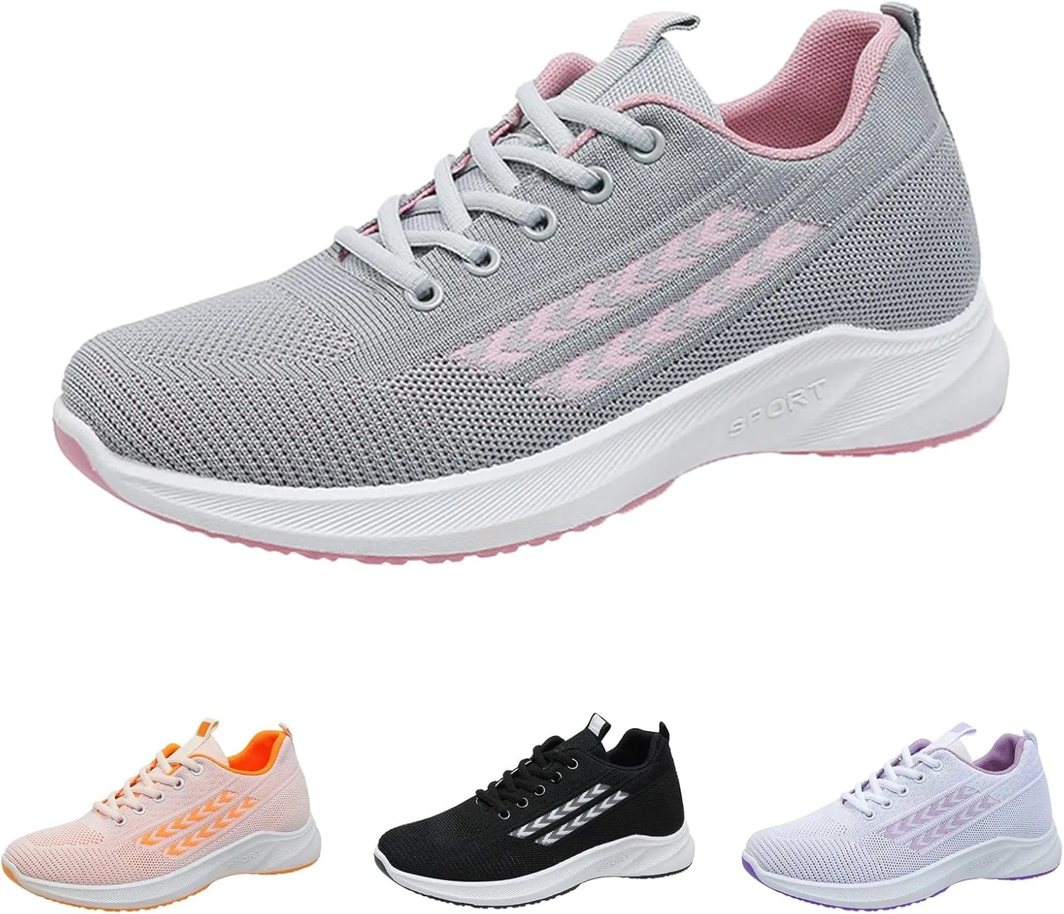 Women's Shoes Sneakers Lace Up Knit Mesh Sport Shoes Breathable Lightweight Casual Walking Workout Training Shoes