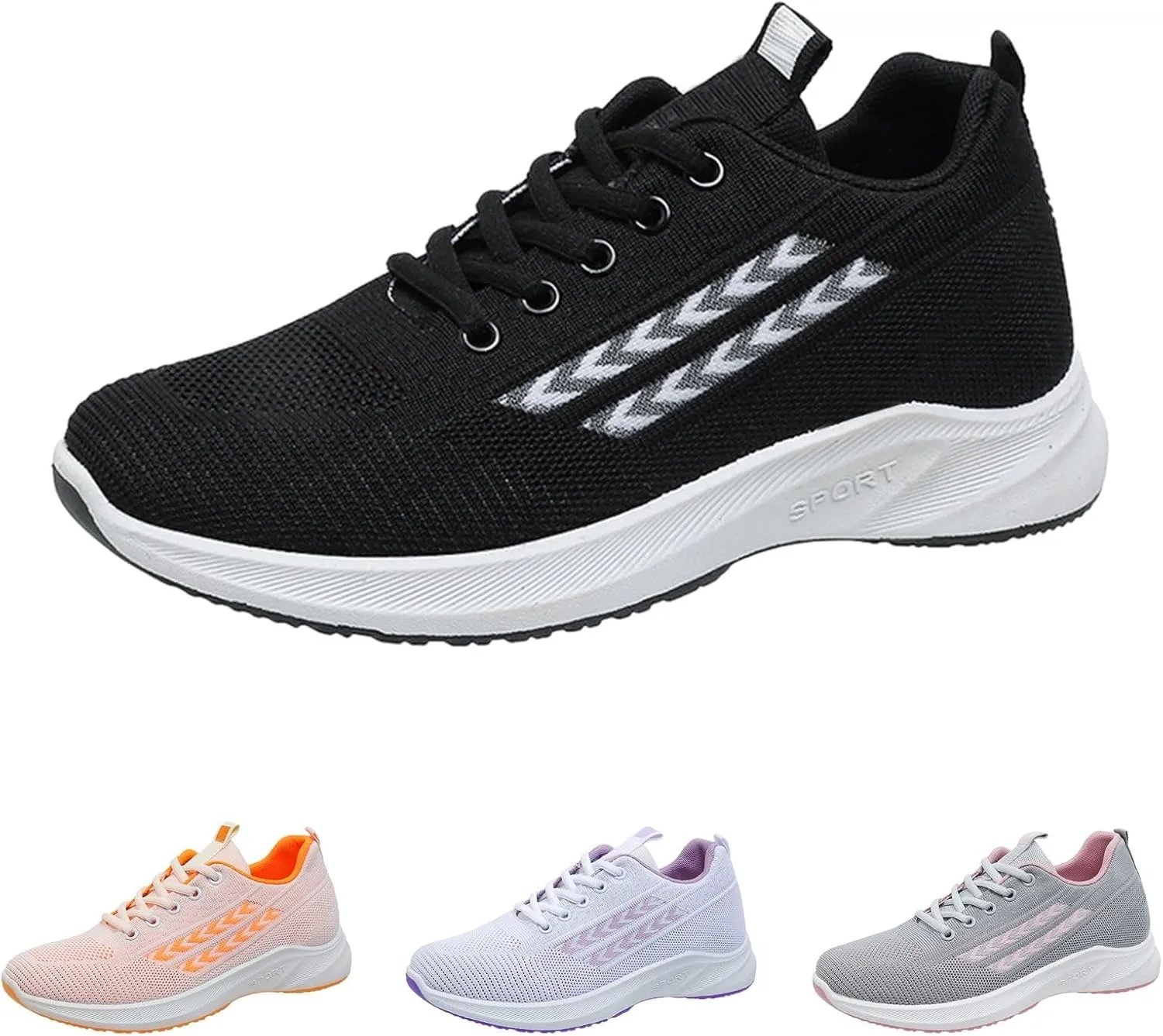 Women's Shoes Sneakers Lace Up Knit Mesh Sport Shoes Breathable Lightweight Casual Walking Workout Training Shoes