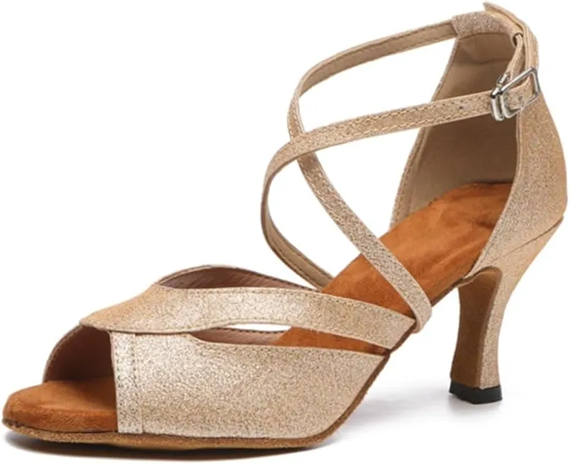 Women's Stylish Open Toe Ballroom Latin Tango Rumba Party Wedding Practice Dance Shoes