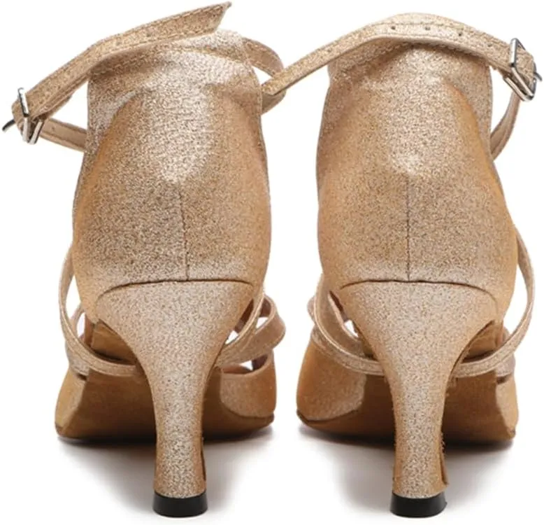 Women's Stylish Open Toe Ballroom Latin Tango Rumba Party Wedding Practice Dance Shoes