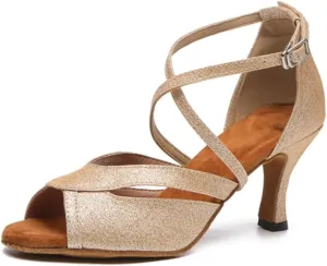 Women's Stylish Open Toe Ballroom Latin Tango Rumba Party Wedding Practice Dance Shoes