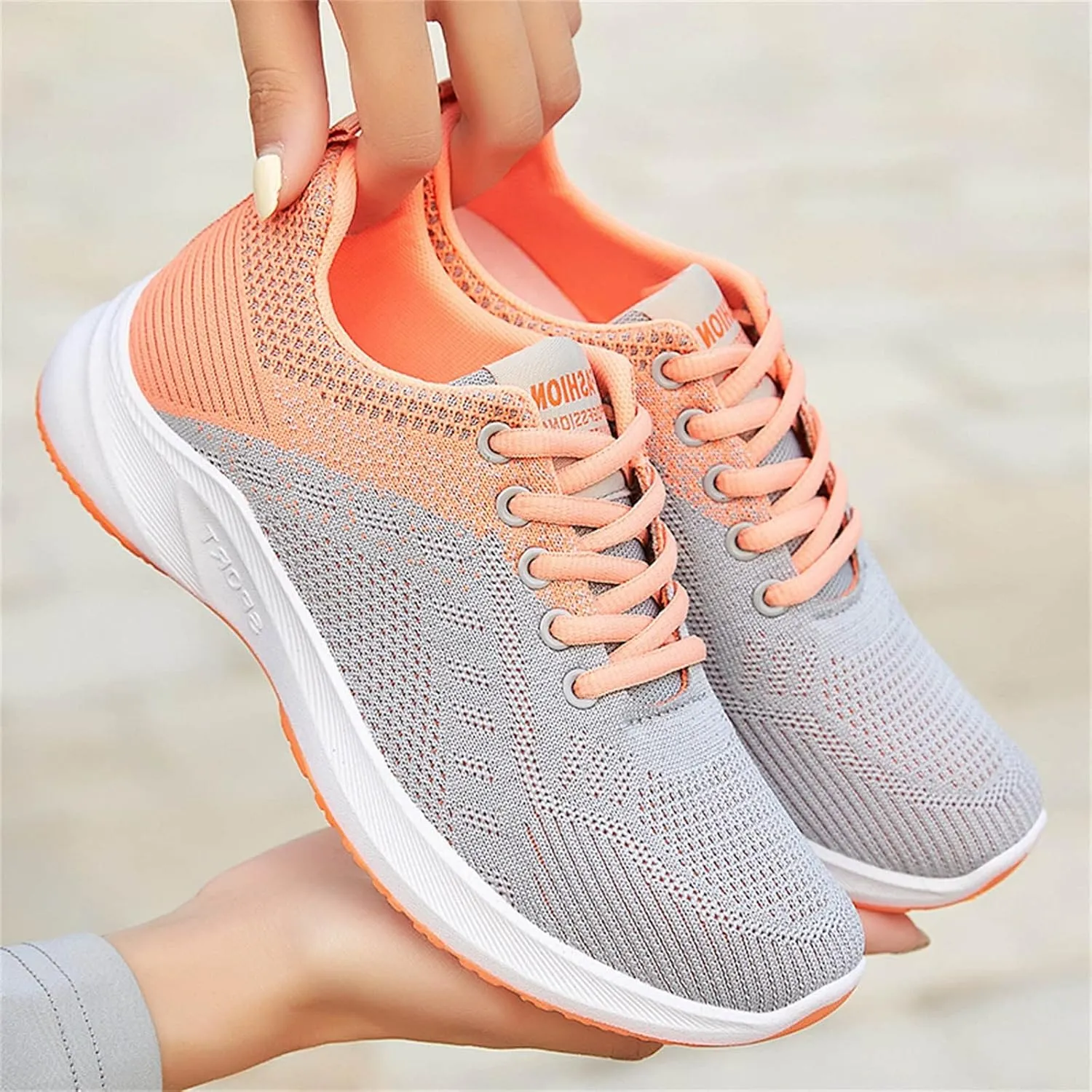 Women's Walking Shoes Mesh Breathable Lightweight Fashion Tennis Shoes Men Walking White Casual Shoes Waterproof Sneakers Brown Tennis Shoe Trainers Shoe