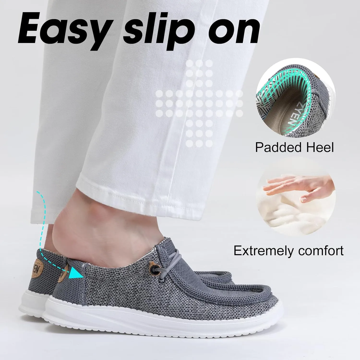 ZYEN Slip On Loafers for Men Arch Support Casual Shoes Comfortable Lightweight Walking Shoes 8802 Size 6-16